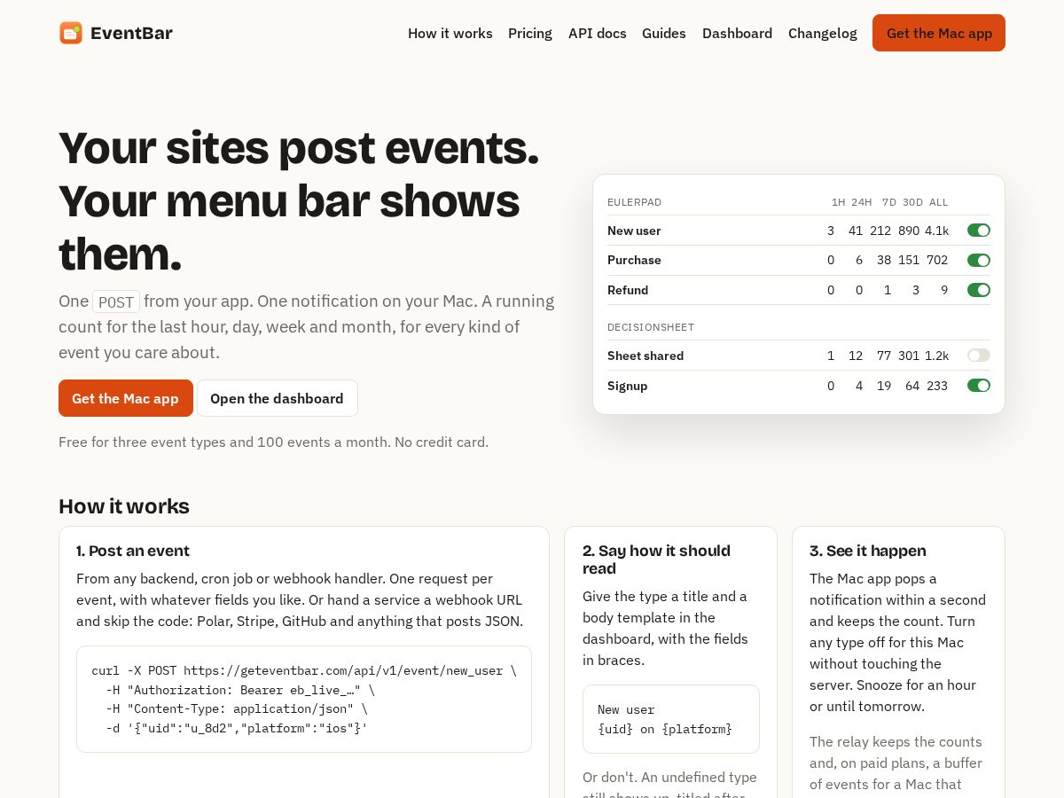Landing-page snapshot of geteventbar.com