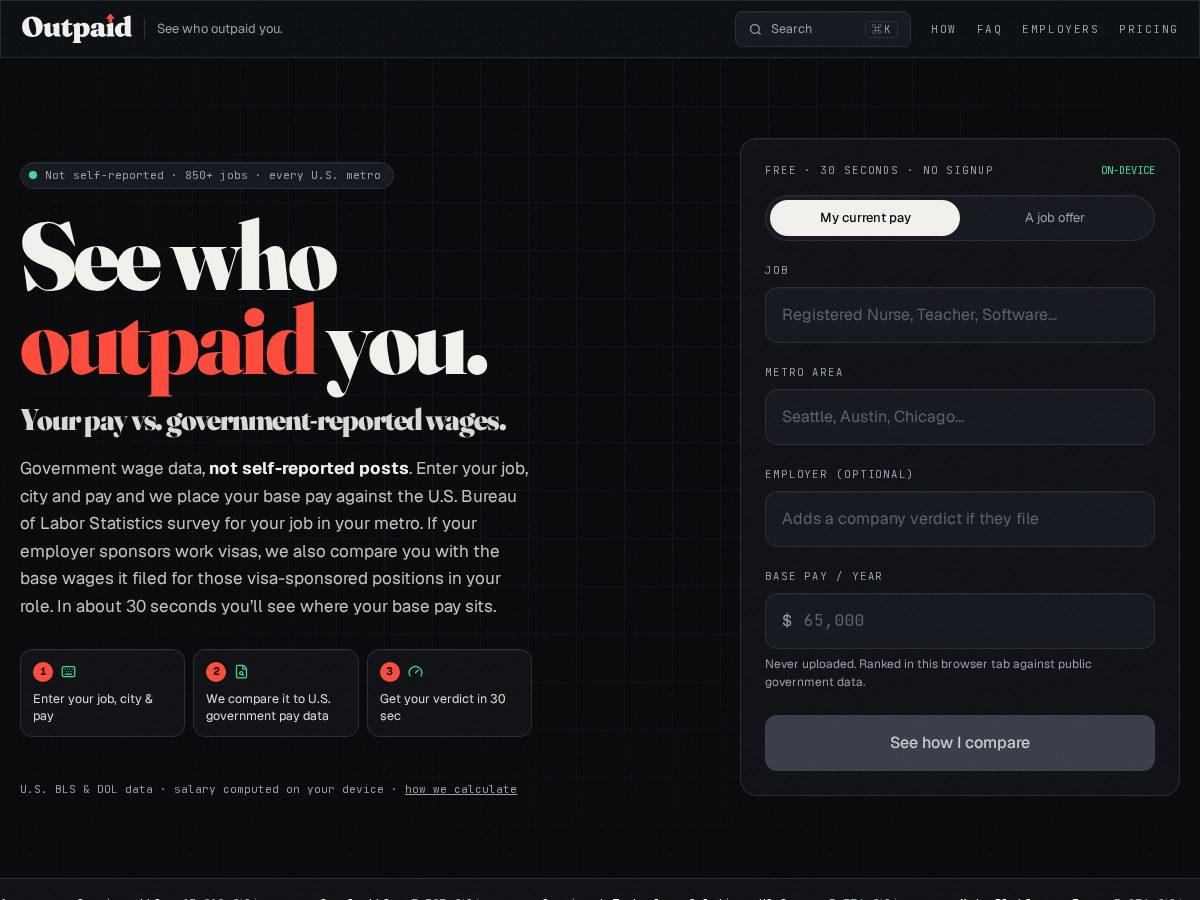 Landing-page snapshot of getoutpaid.com