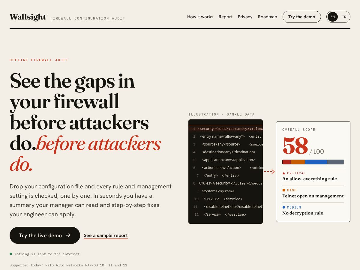 Landing-page snapshot of getwallsight.com