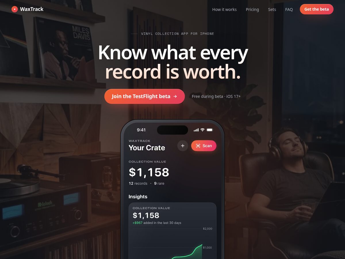 Landing-page snapshot of getwaxtrack.app