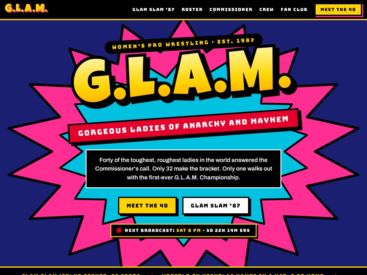 Landing-page snapshot of glamwrestling.com