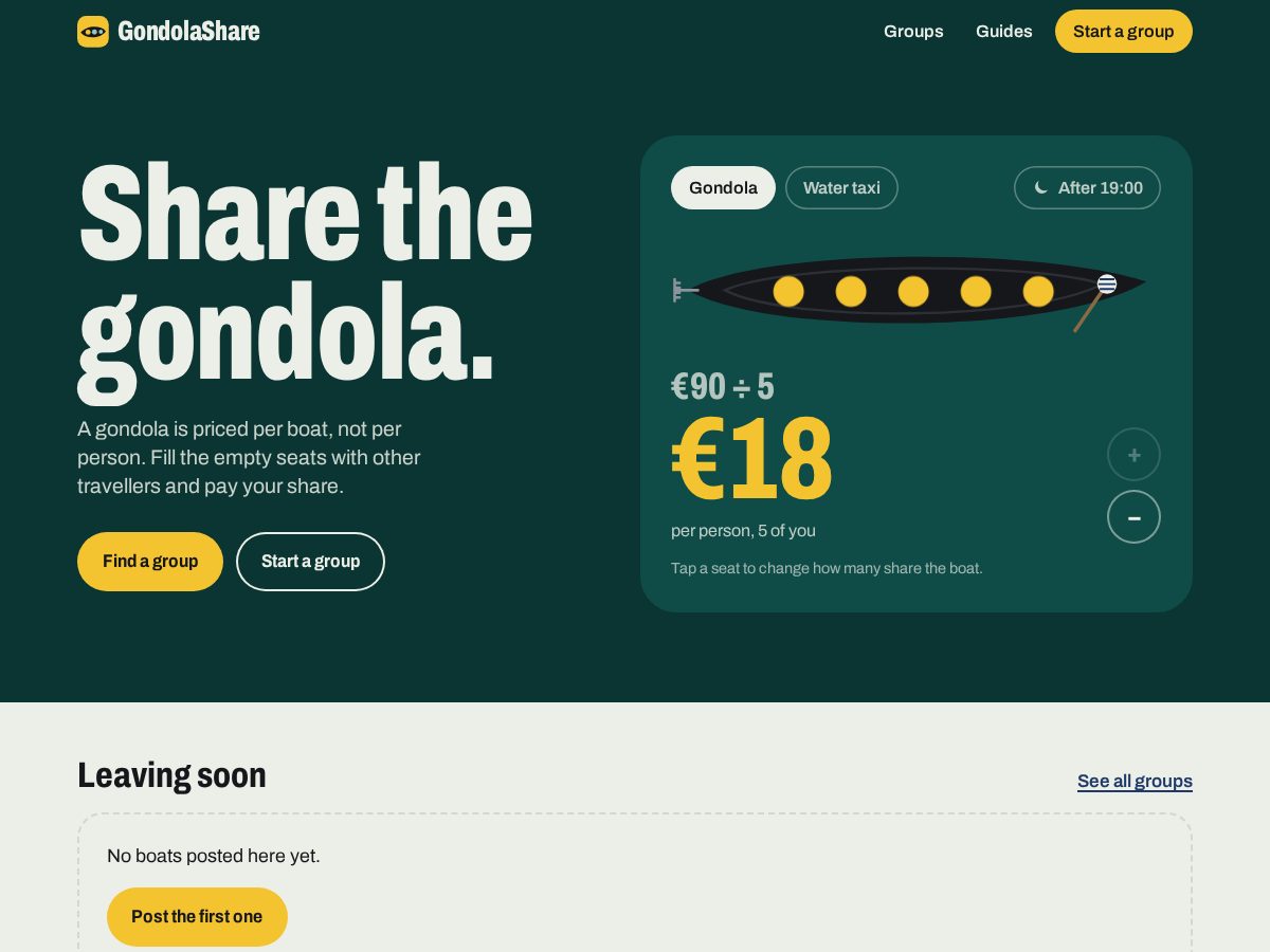Landing-page snapshot of gondolashare.com
