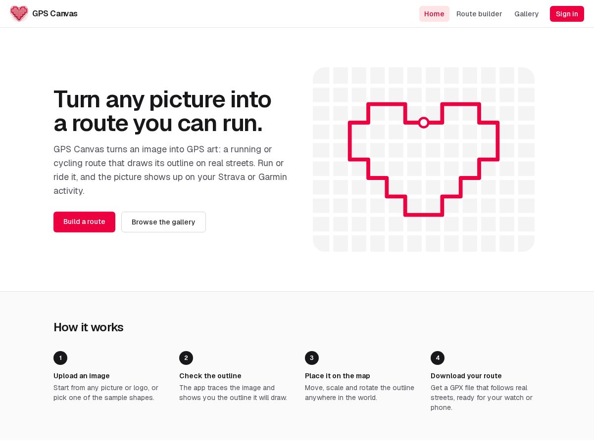 Landing-page snapshot of gpscanvas.com