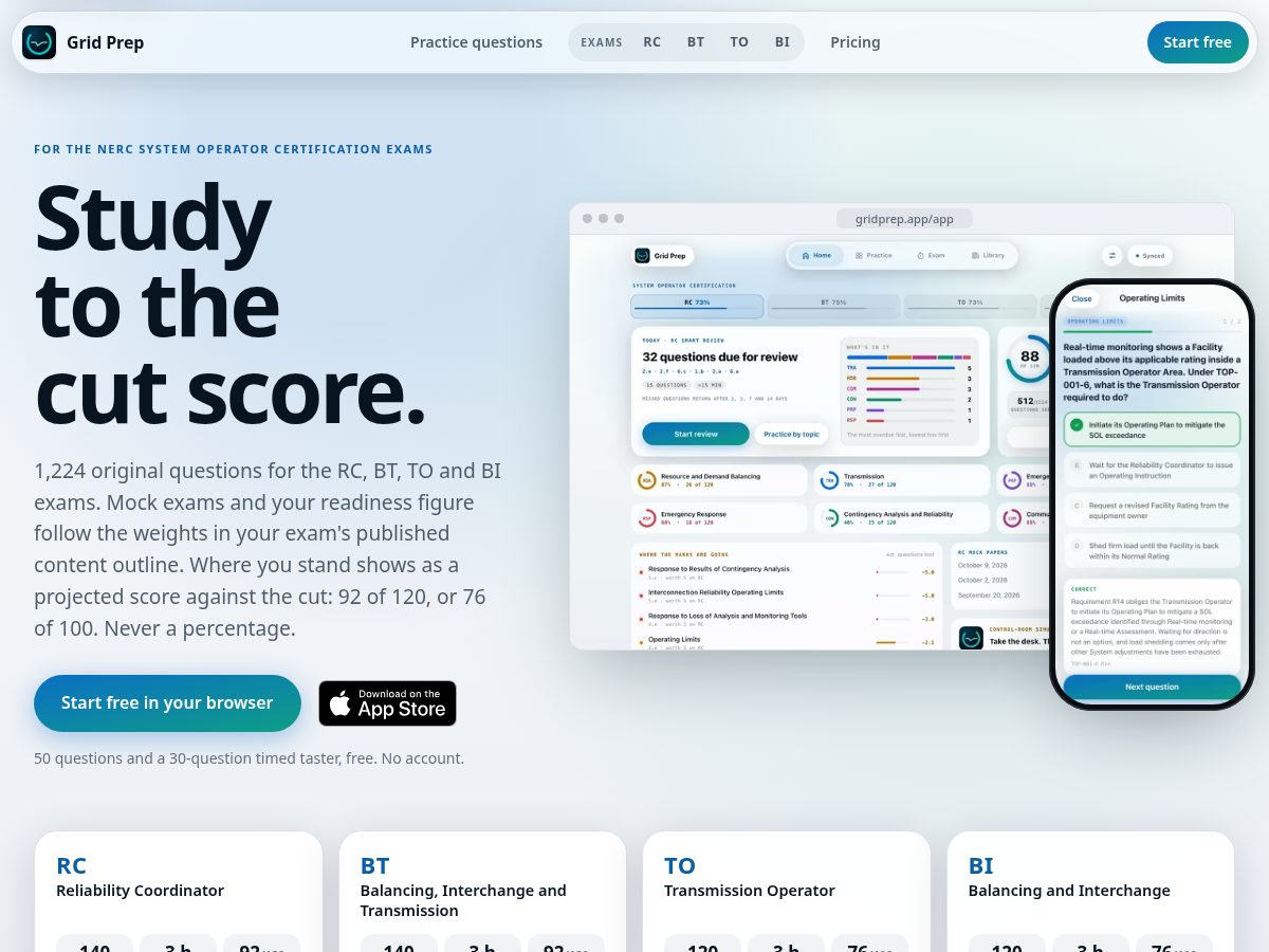 Landing-page snapshot of gridprep.app