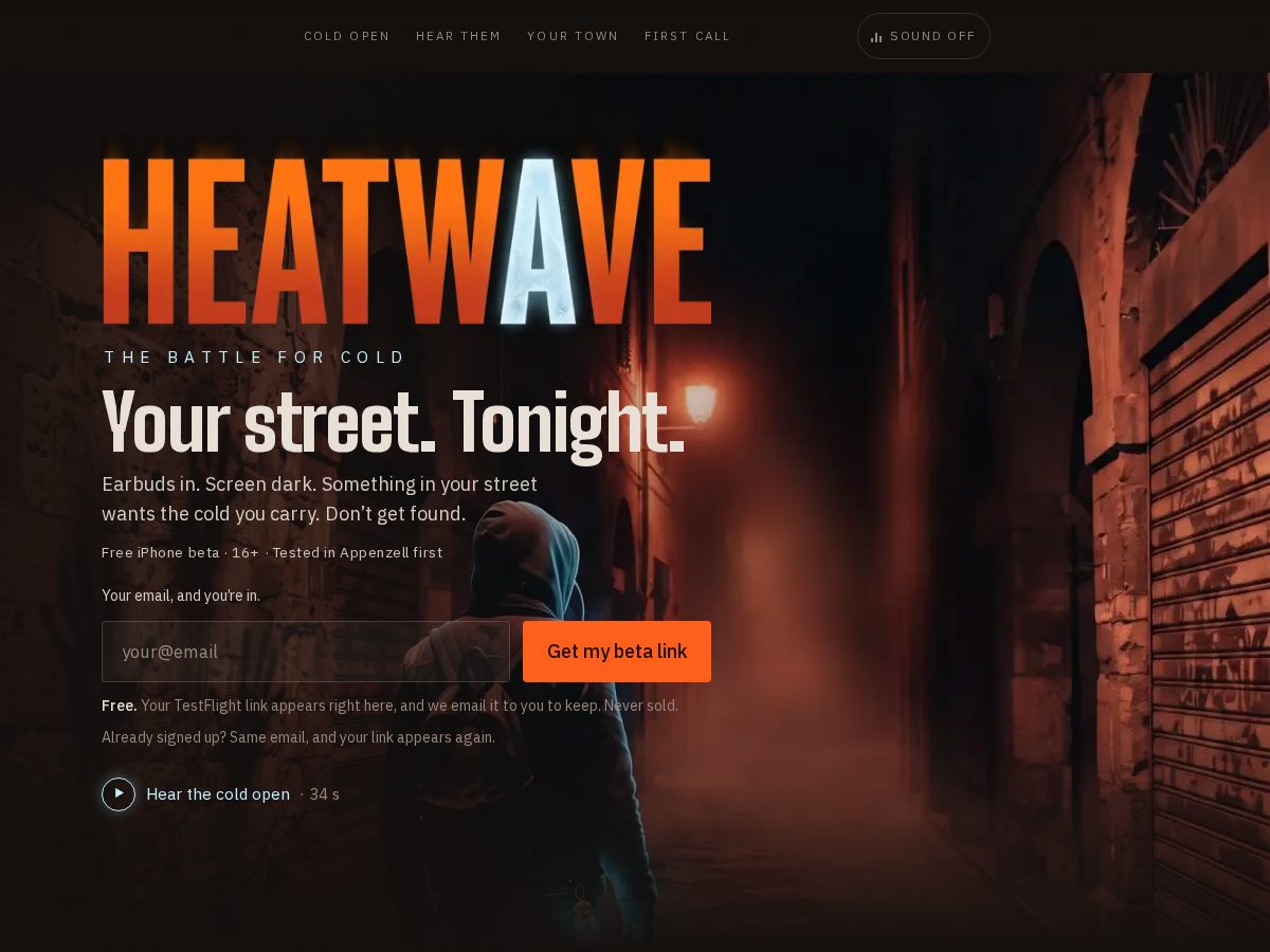 Landing-page snapshot of heatwavethegame.com