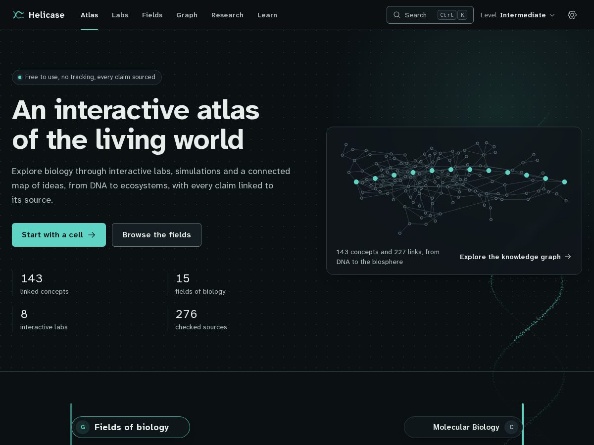 Landing-page snapshot of helicasebiology.com