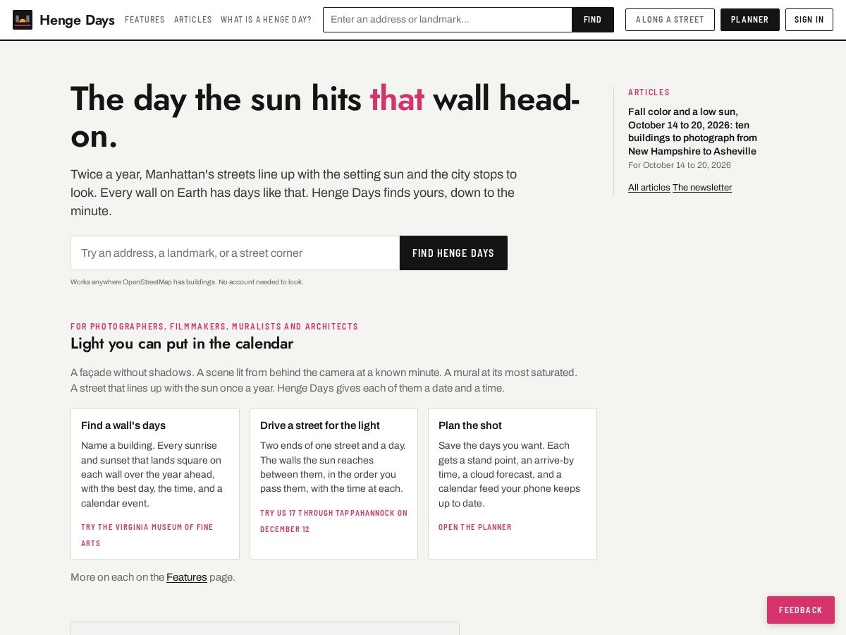 Landing-page snapshot of hengedays.com
