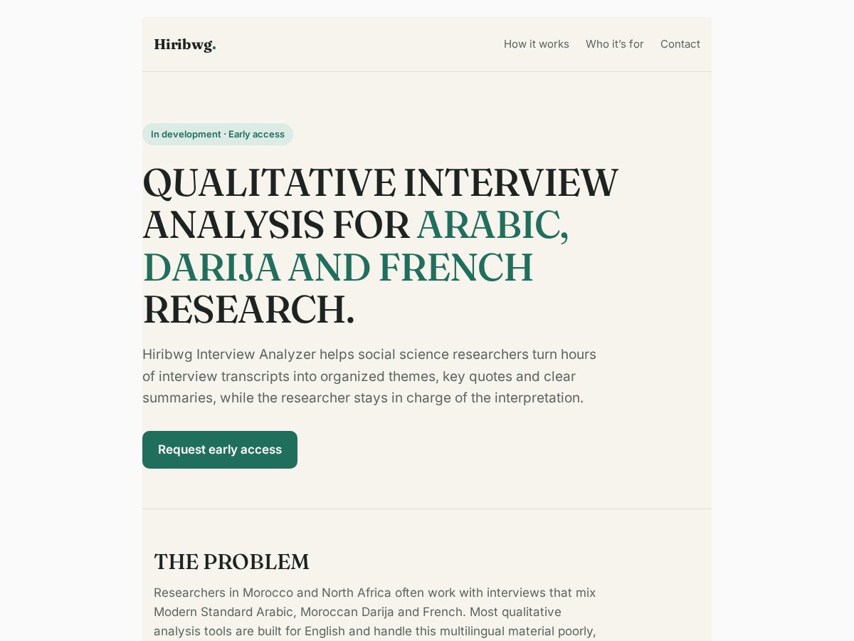 Landing-page snapshot of hiribwg.com