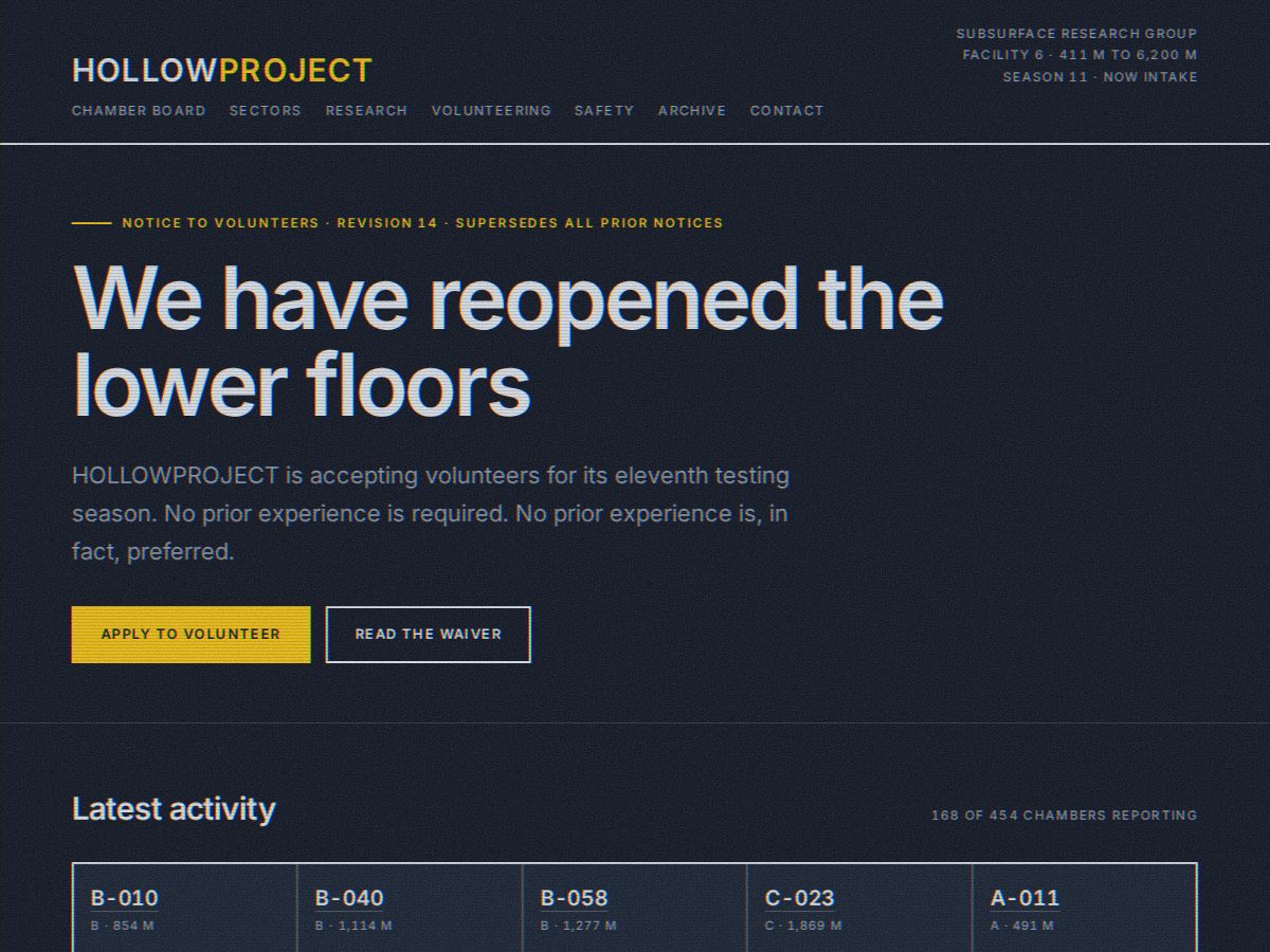 Landing-page snapshot of hollowdynamics.com