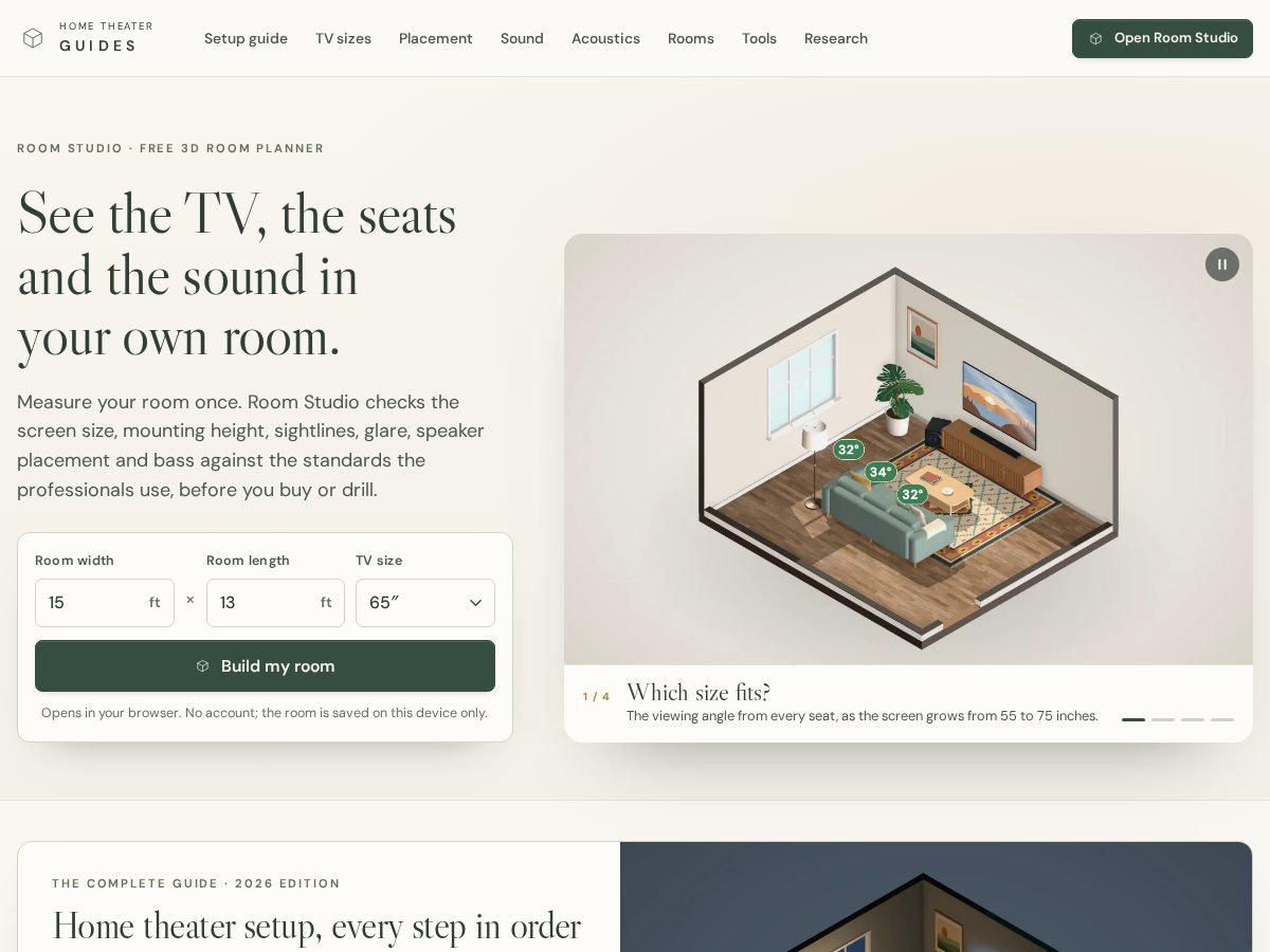 Landing-page snapshot of hometheaterguides.com