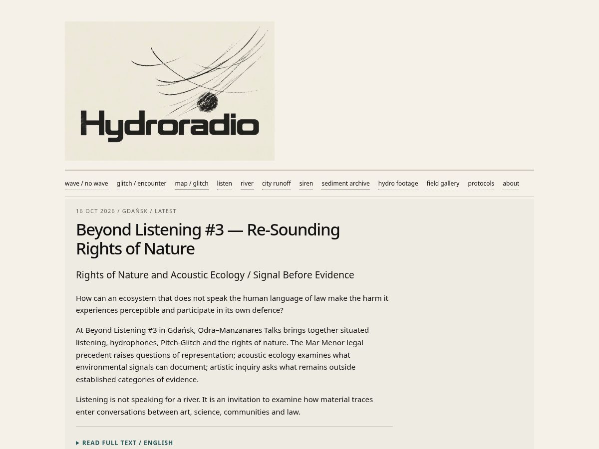 Landing-page snapshot of hydroradio.space