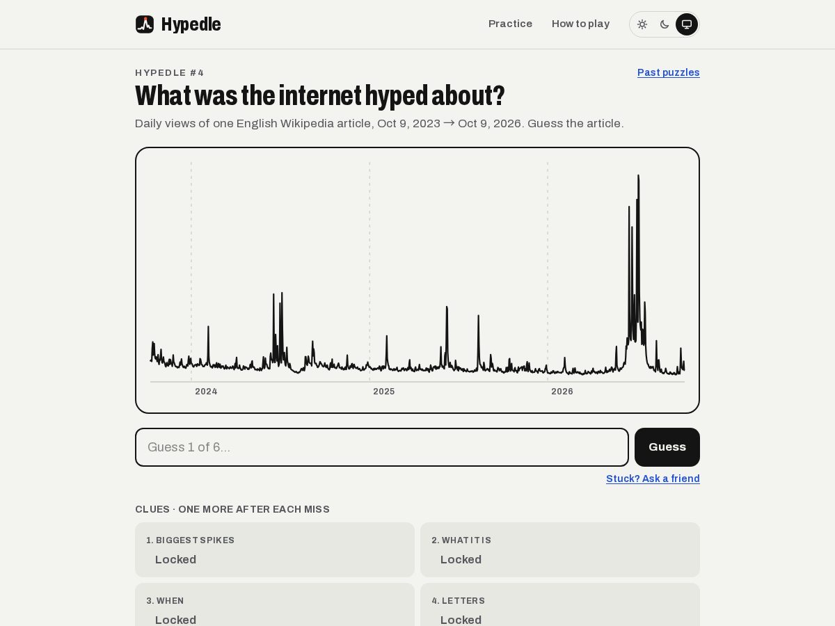 Landing-page snapshot of hypedle.com