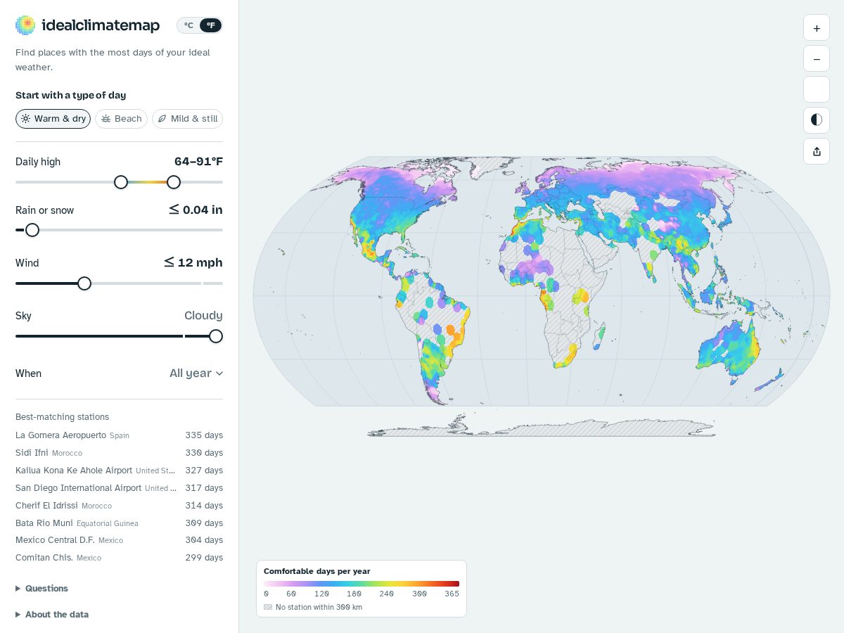 Landing-page snapshot of idealclimatemap.com