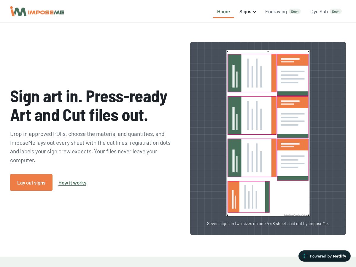 Landing-page snapshot of imposeme.com