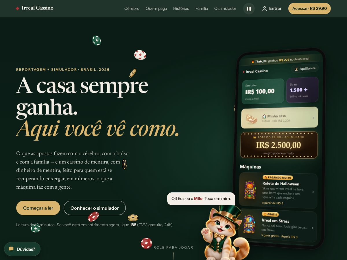 Landing-page snapshot of irrealcassino.org