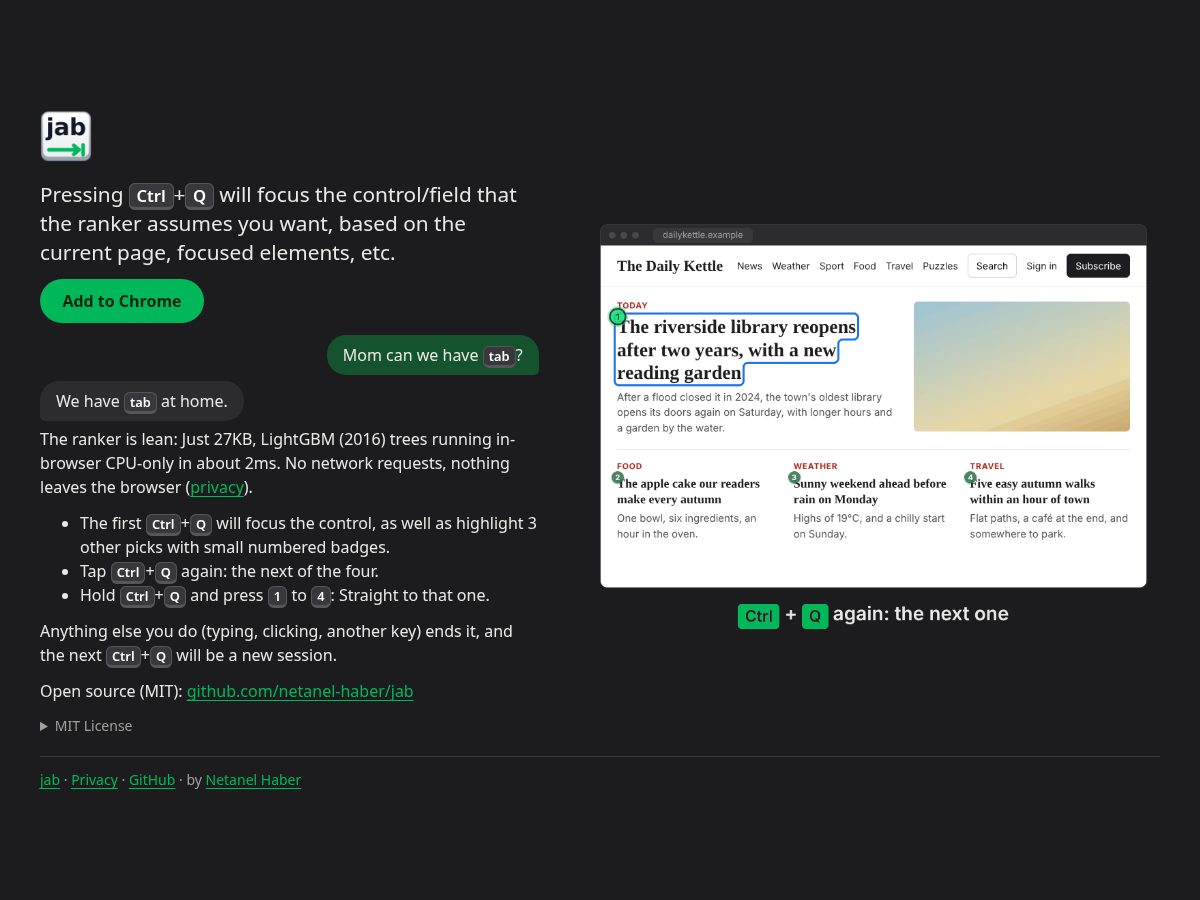 Landing-page snapshot of jab.run