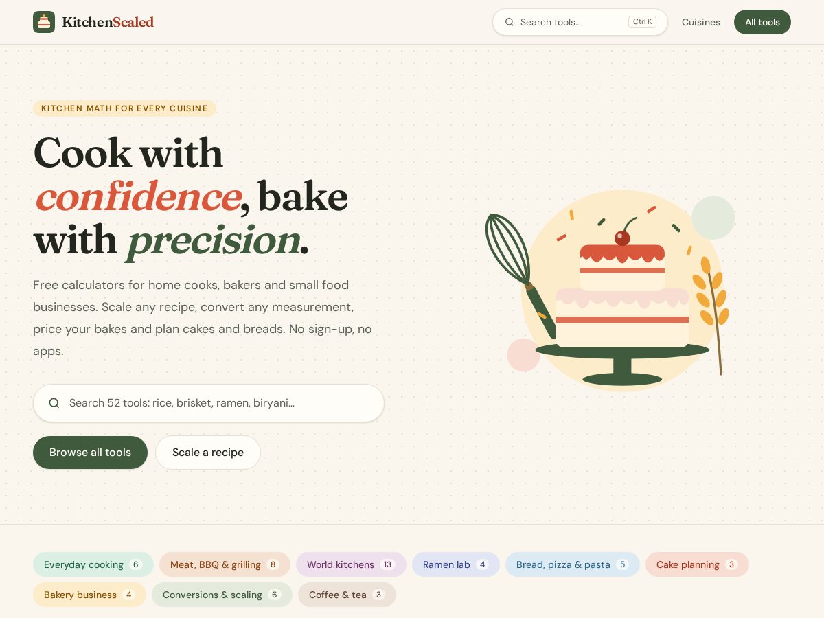 Landing-page snapshot of kitchenscaled.com