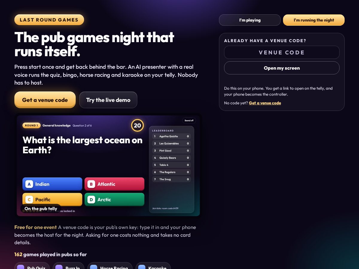 Landing-page snapshot of lastroundgames.com