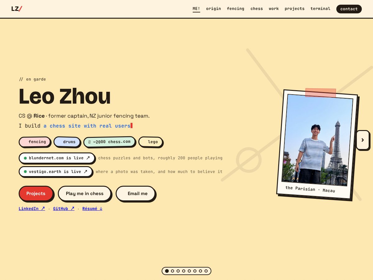 Landing-page snapshot of leozhou.fyi