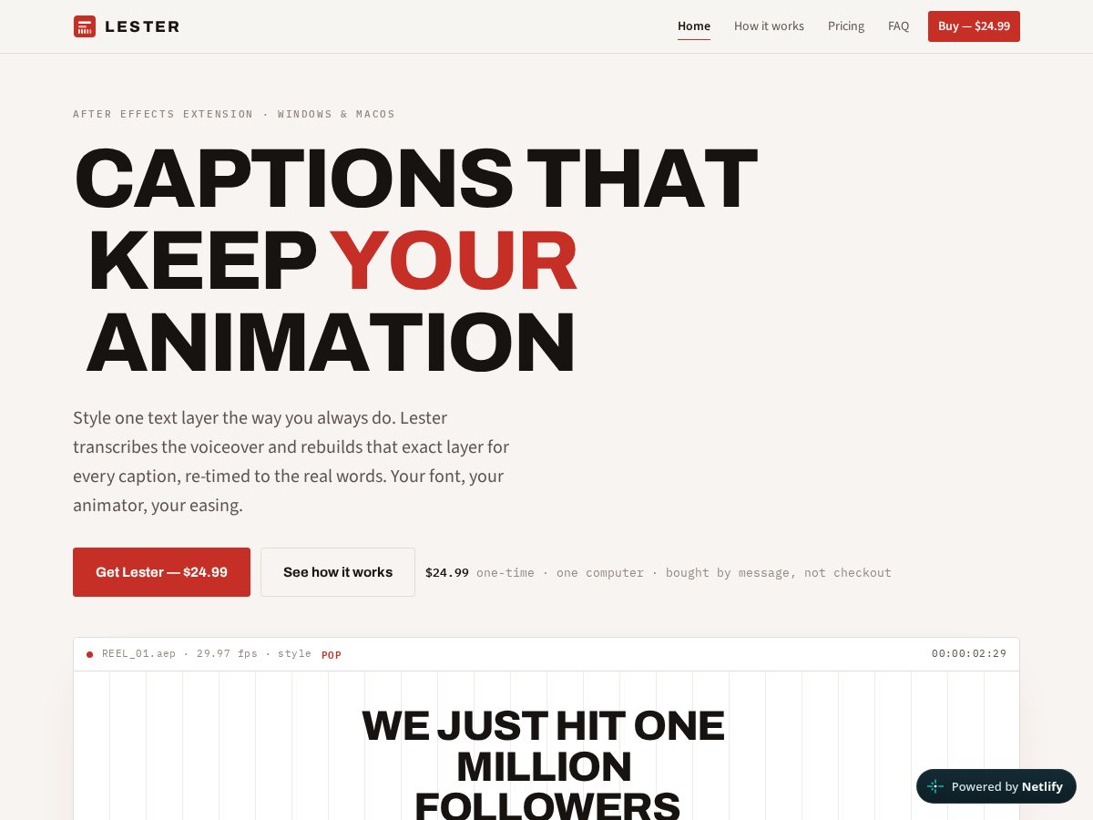 Landing-page snapshot of lesterae.com