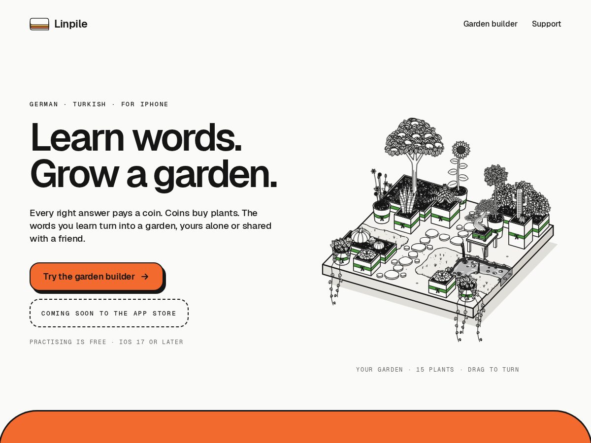 Landing-page snapshot of linpile.com