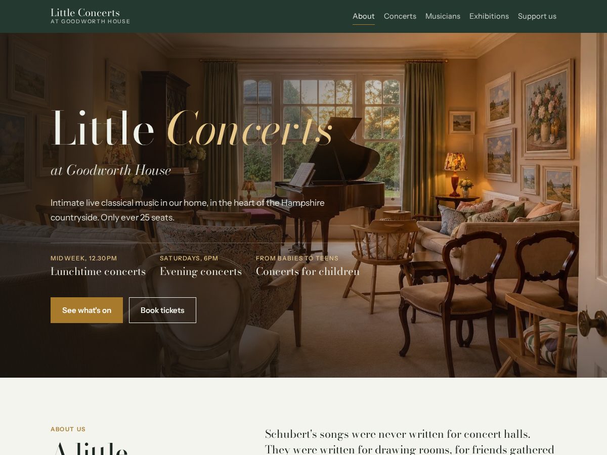 Landing-page snapshot of littleconcerts.com
