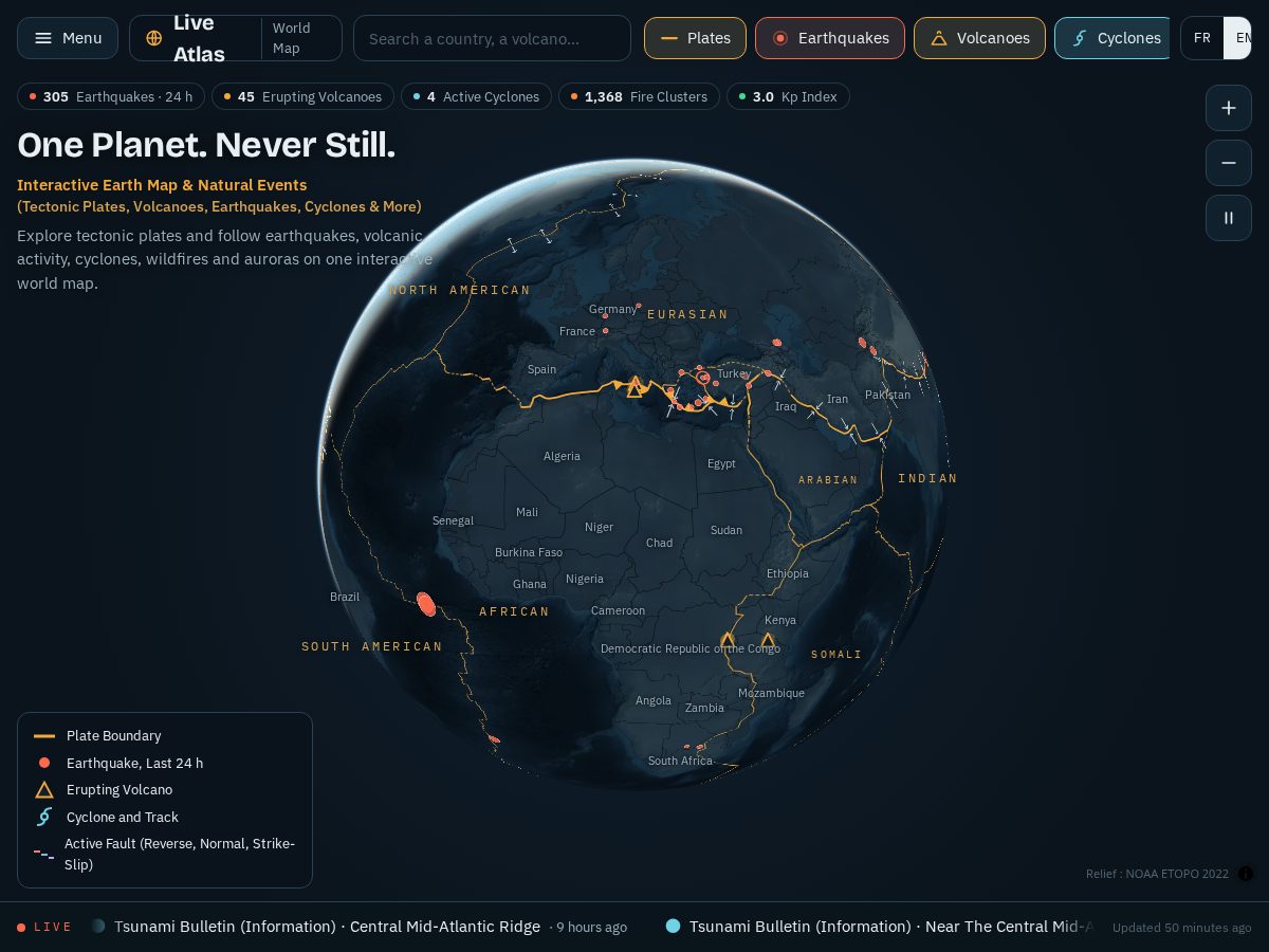 Landing-page snapshot of liveatlas.earth