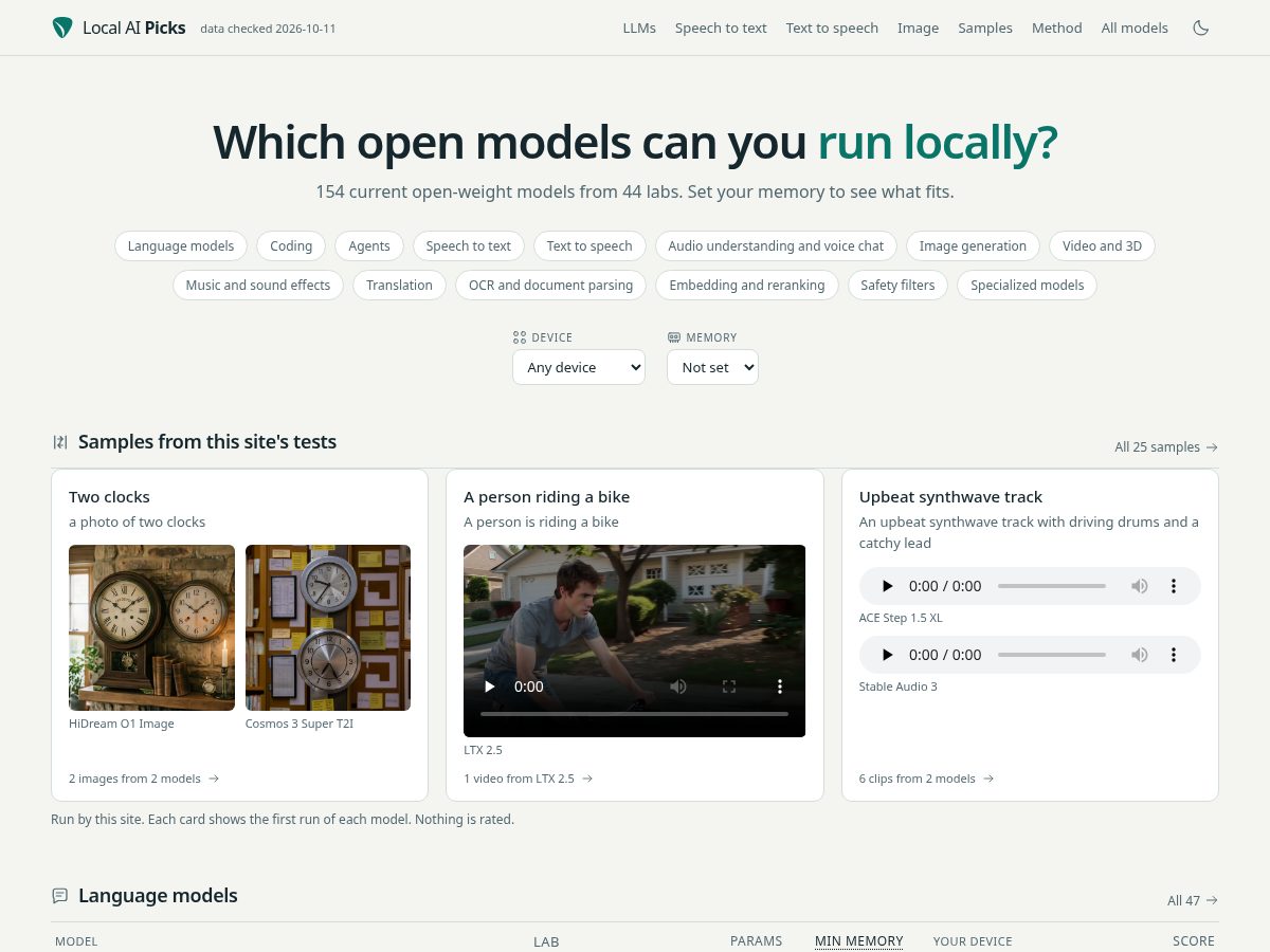 Landing-page snapshot of localaipicks.com