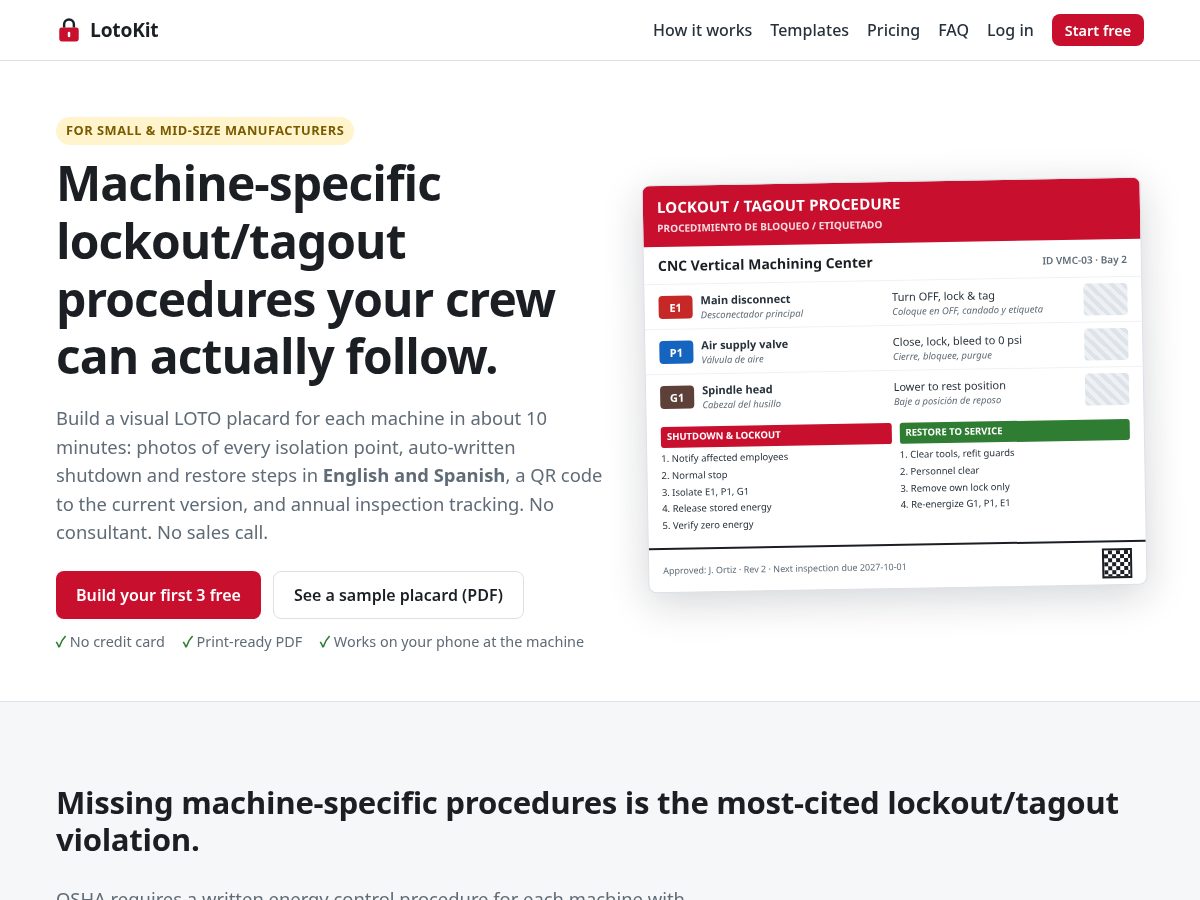 Landing-page snapshot of lotokit.com