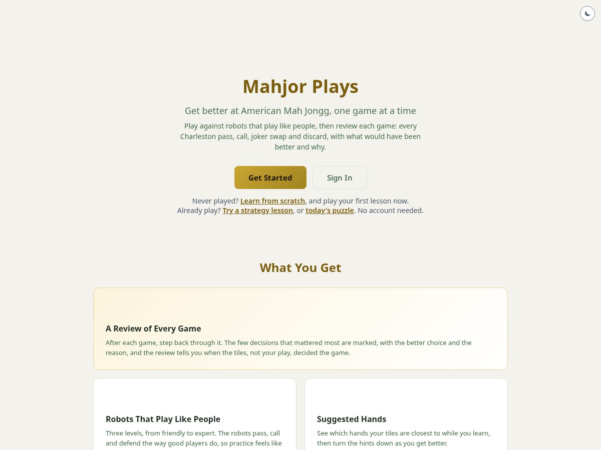 Landing-page snapshot of mahjorplays.com