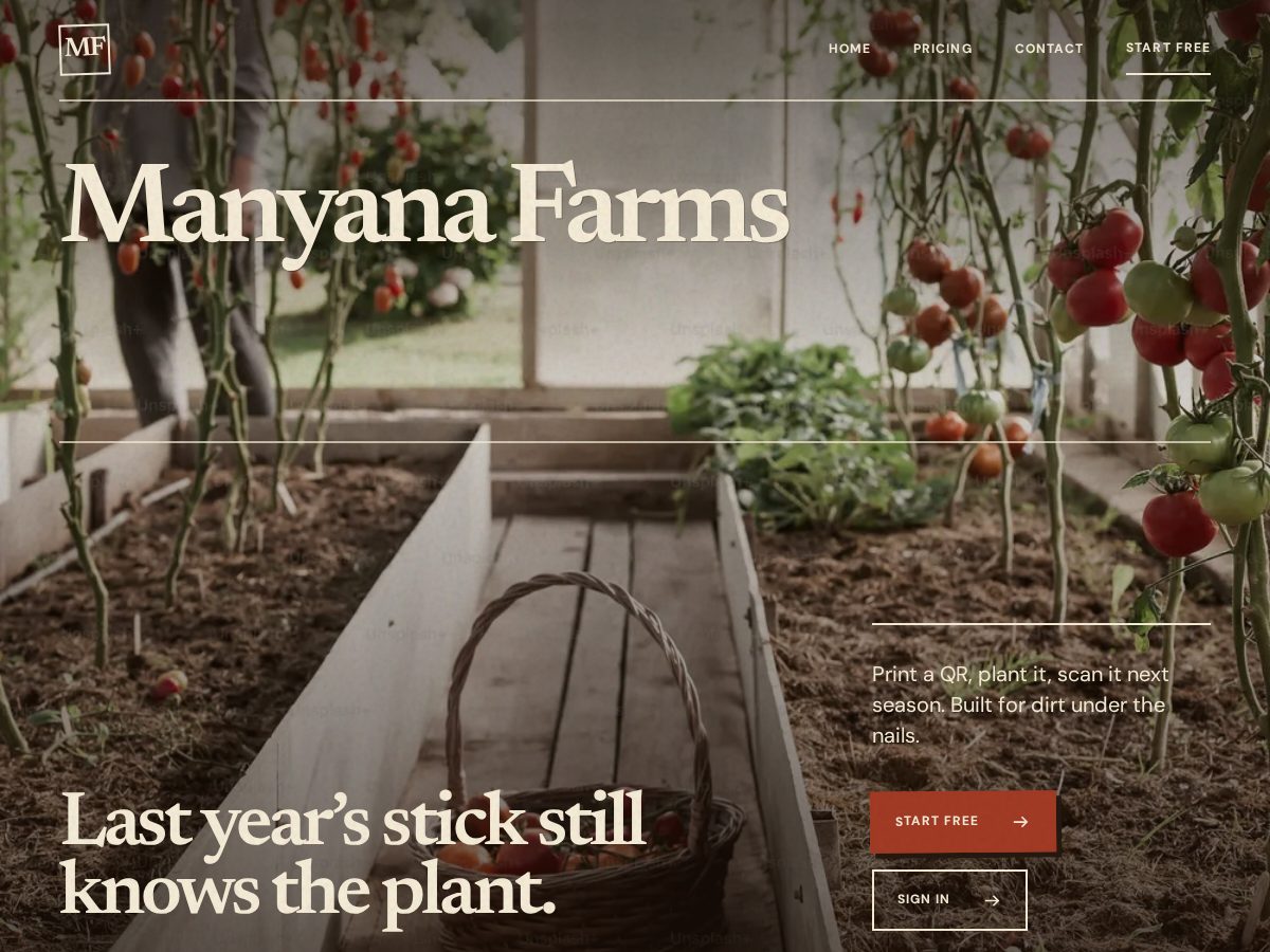 Landing-page snapshot of manyana.farm