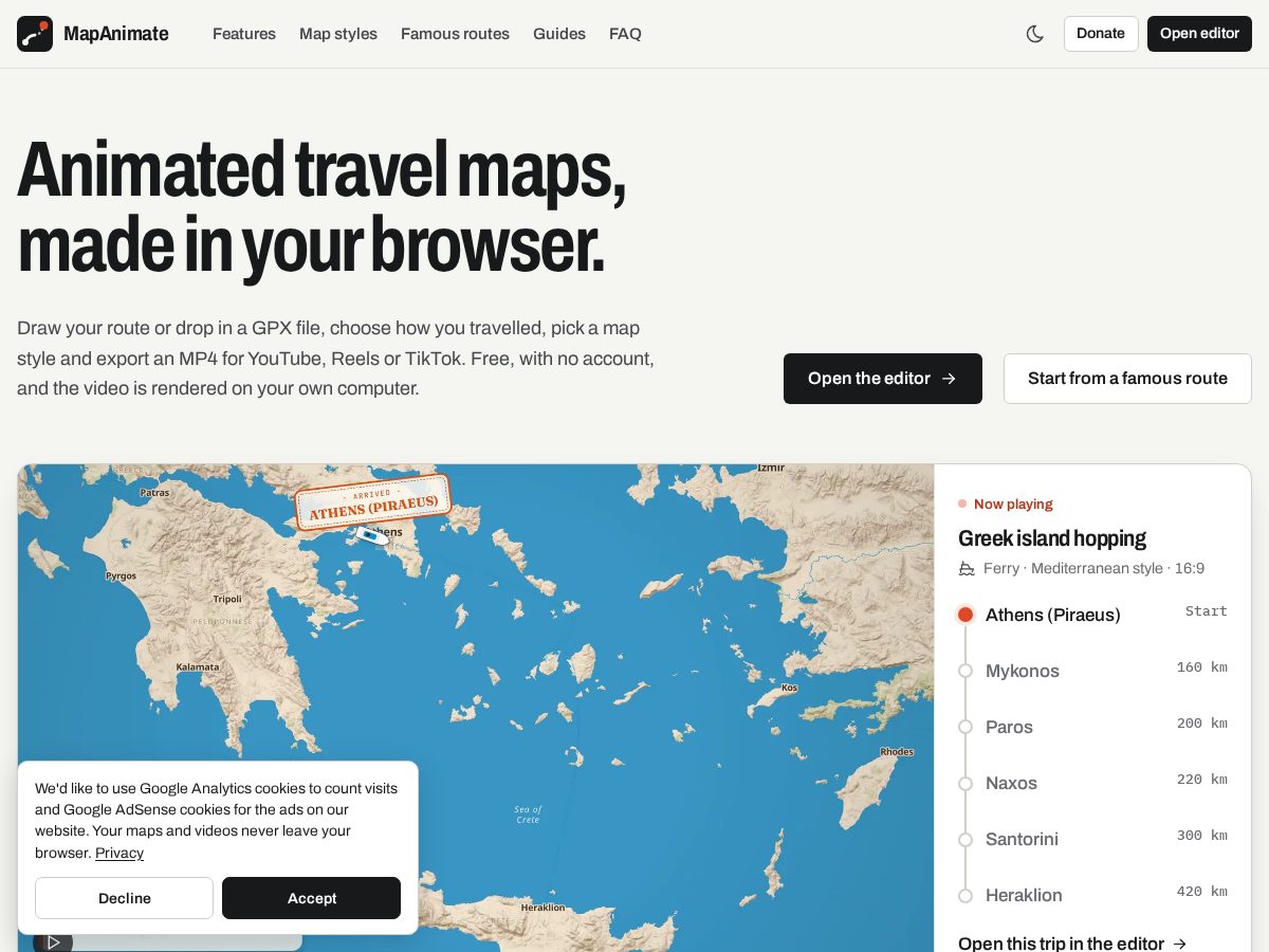 Landing-page snapshot of mapanimate.com