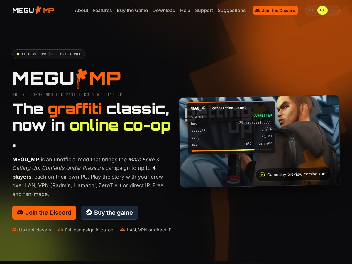 Landing-page snapshot of megump.com