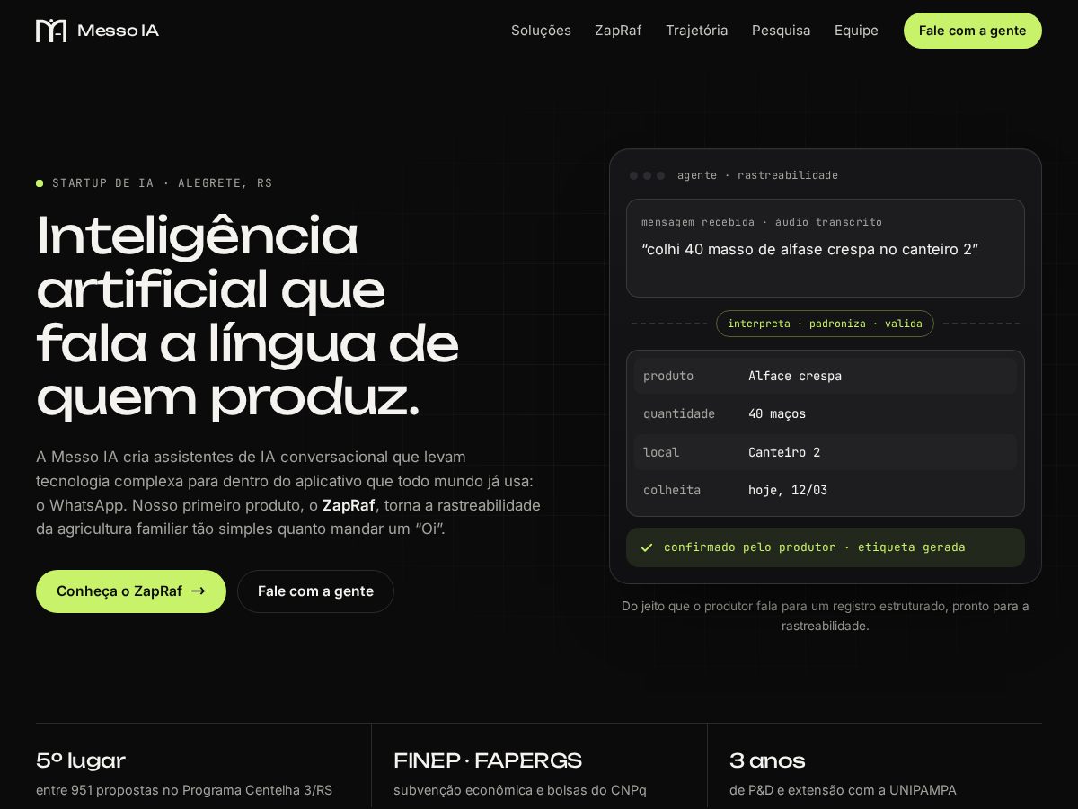 Landing-page snapshot of messoia.com