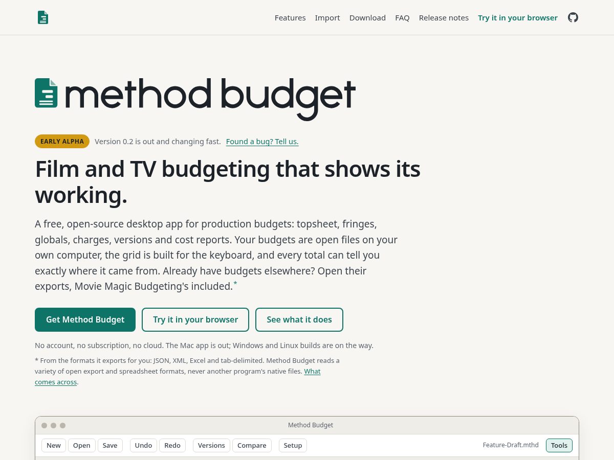 Landing-page snapshot of methodbudget.com