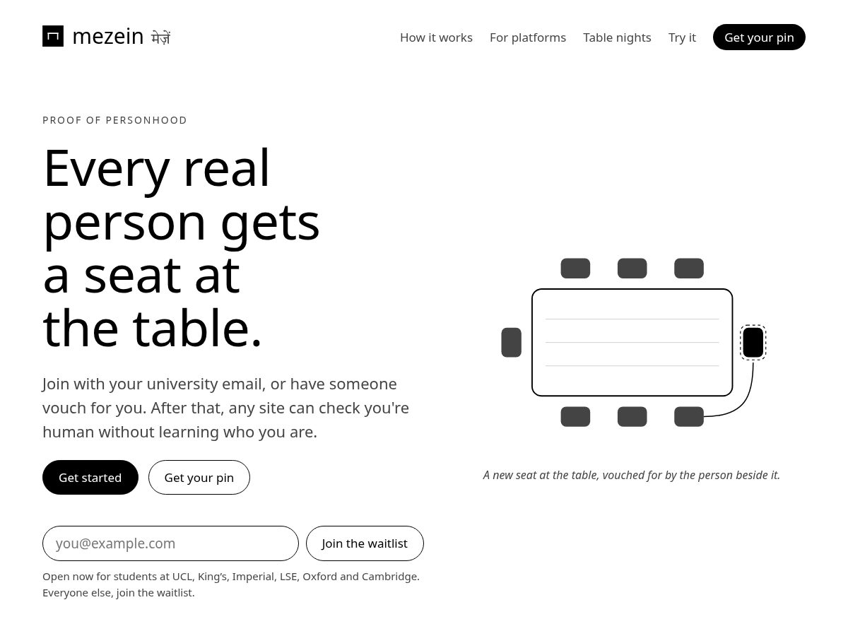 Landing-page snapshot of mezein.com