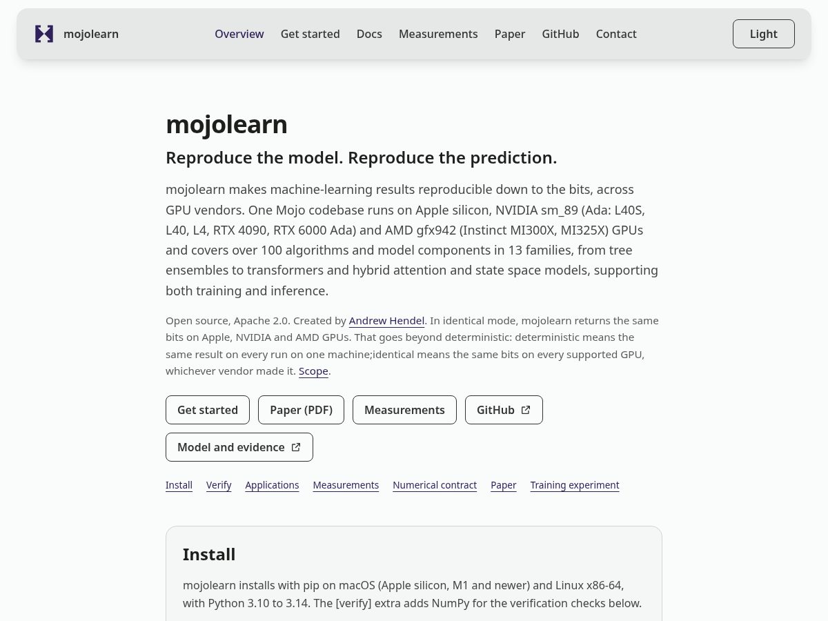 Landing-page snapshot of mojolearn.org