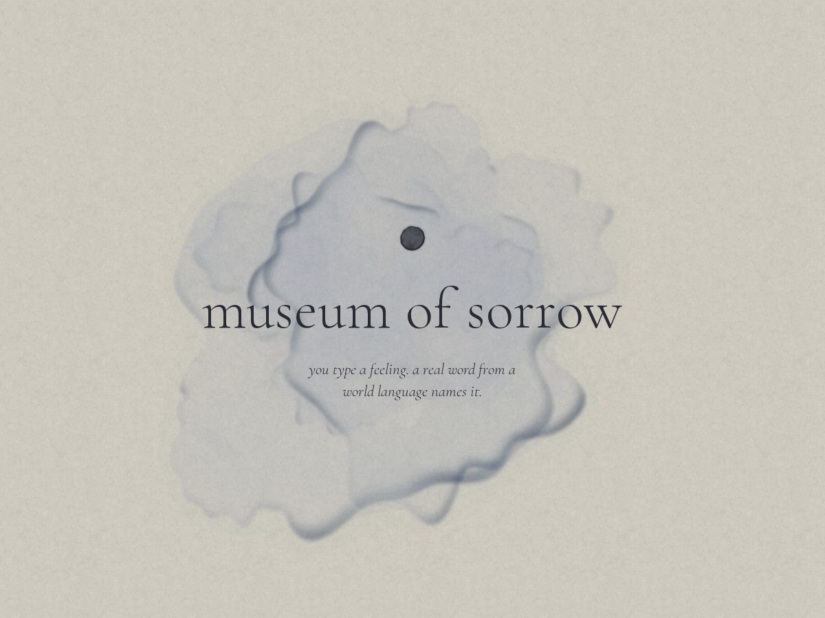 Landing-page snapshot of museumofsorrow.com