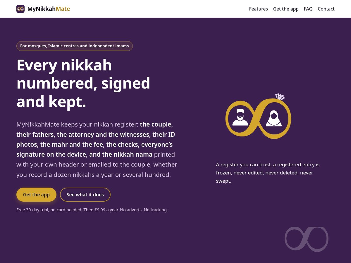 Landing-page snapshot of mynikkahmate.com