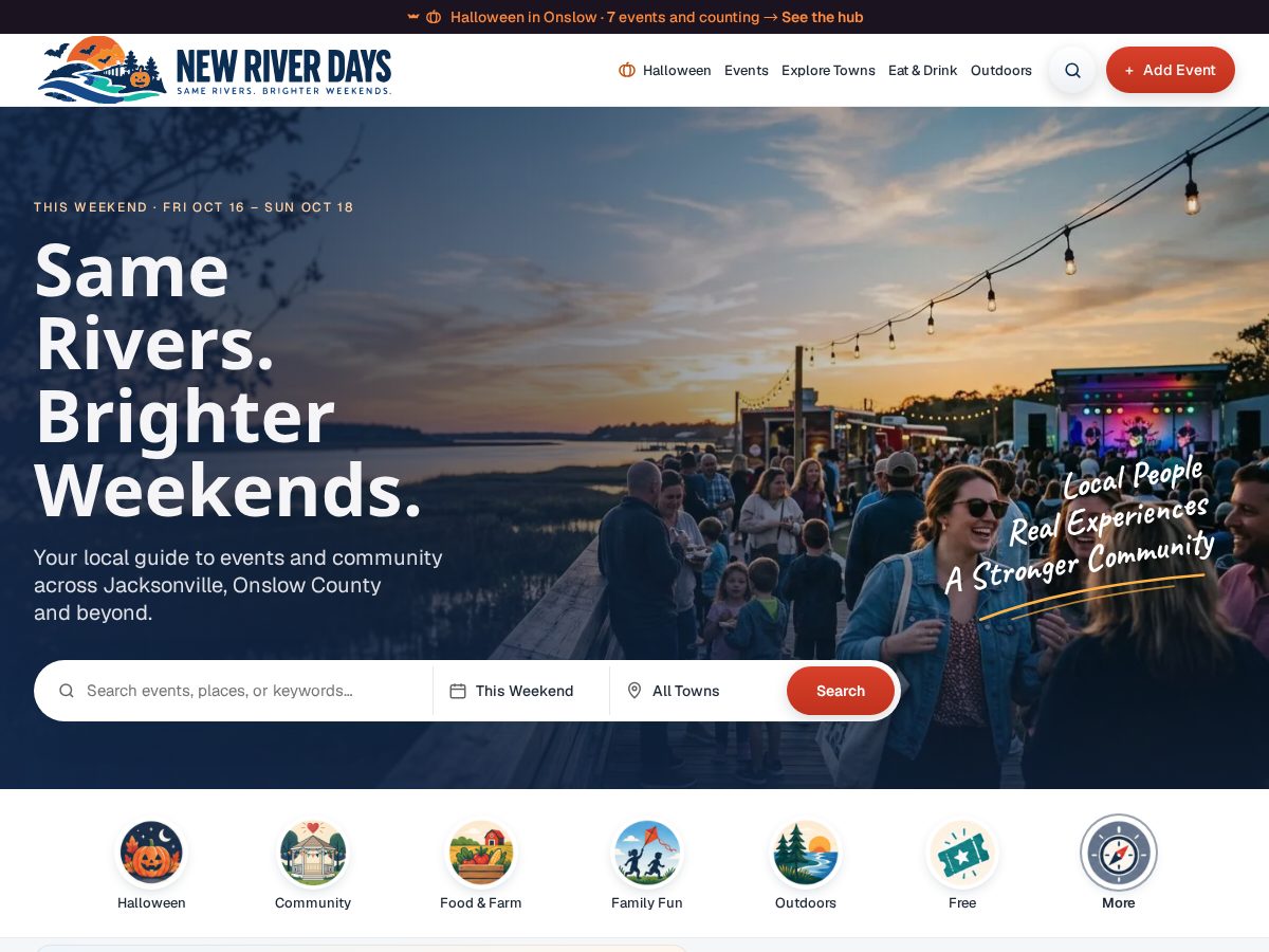 Landing-page snapshot of newriverdays.com