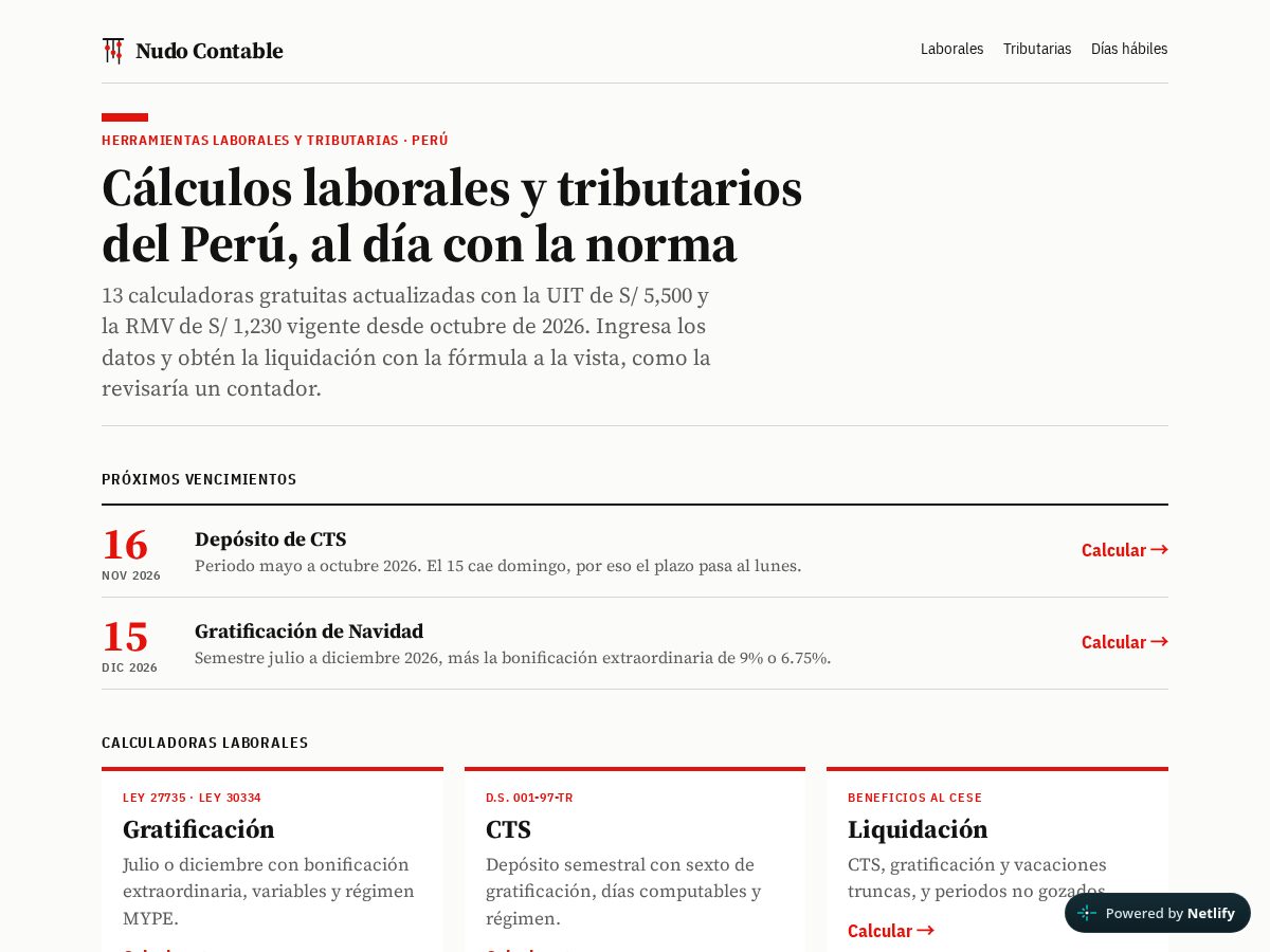 Landing-page snapshot of nudocontable.net