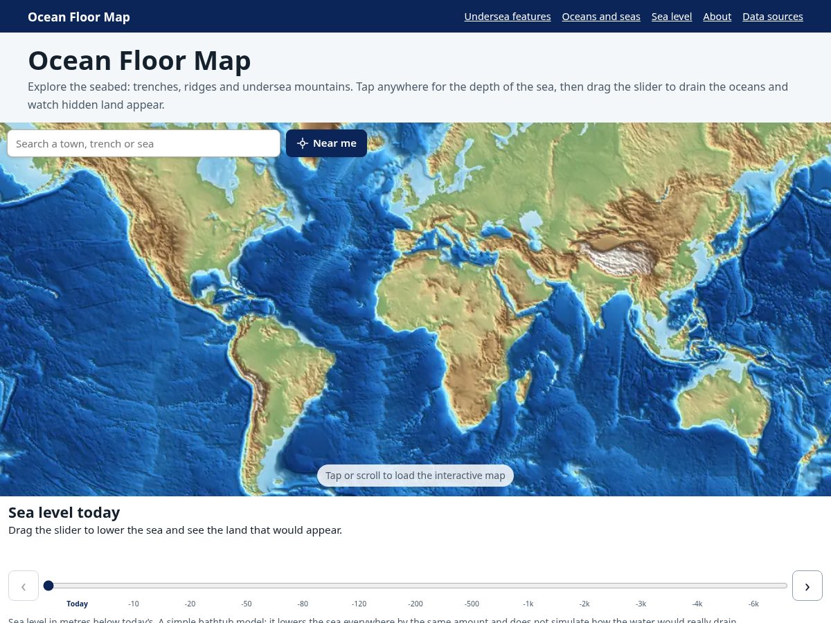 Landing-page snapshot of oceanfloormap.com