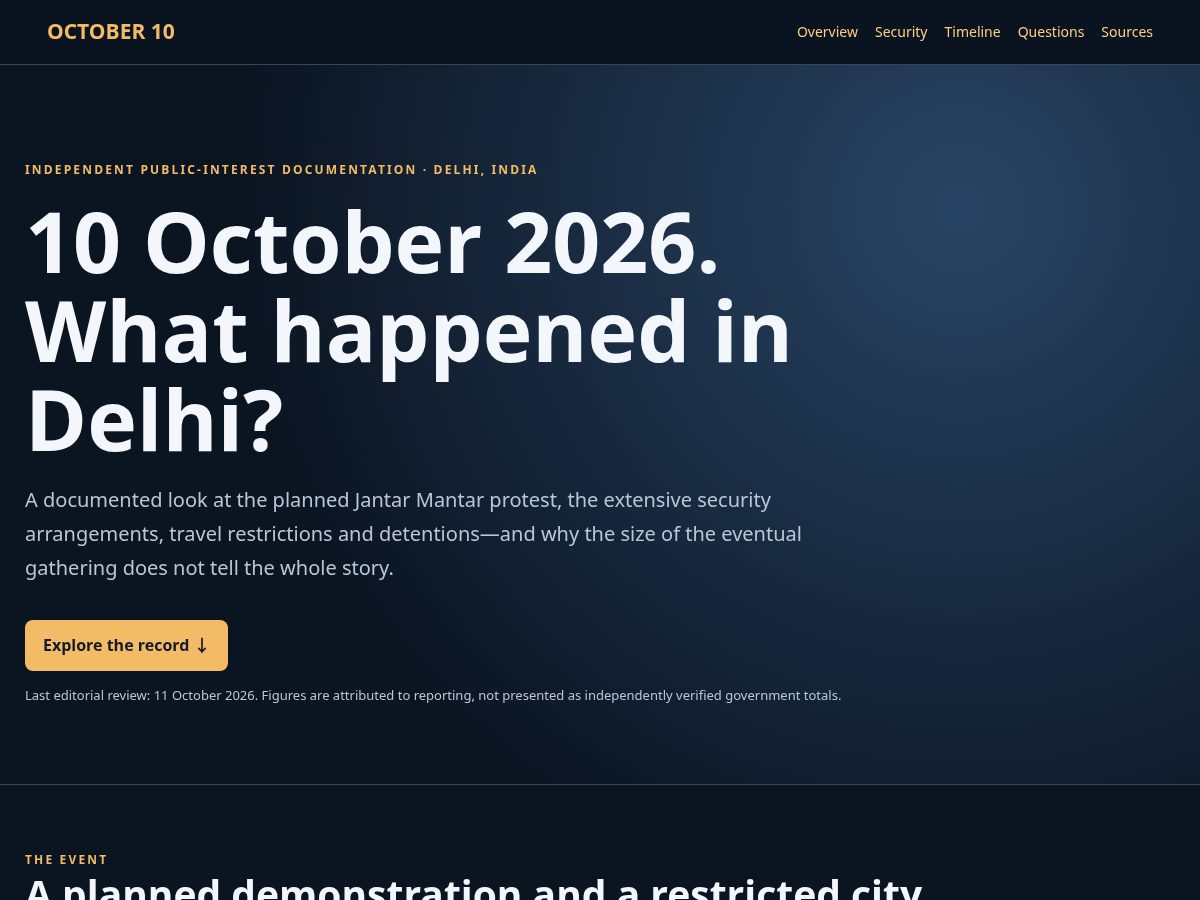 Landing-page snapshot of october10nth.com