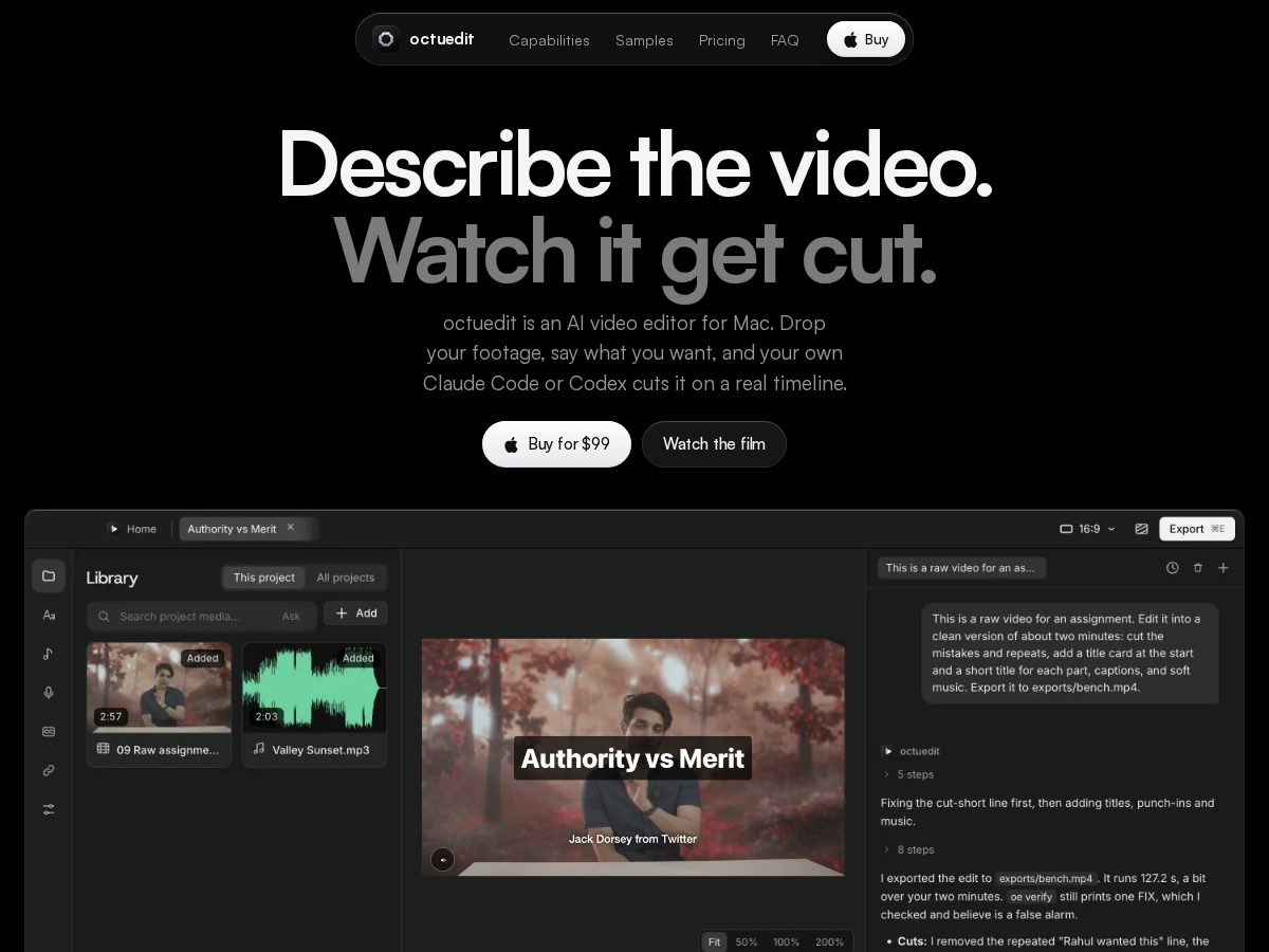 Landing-page snapshot of octuedit.com