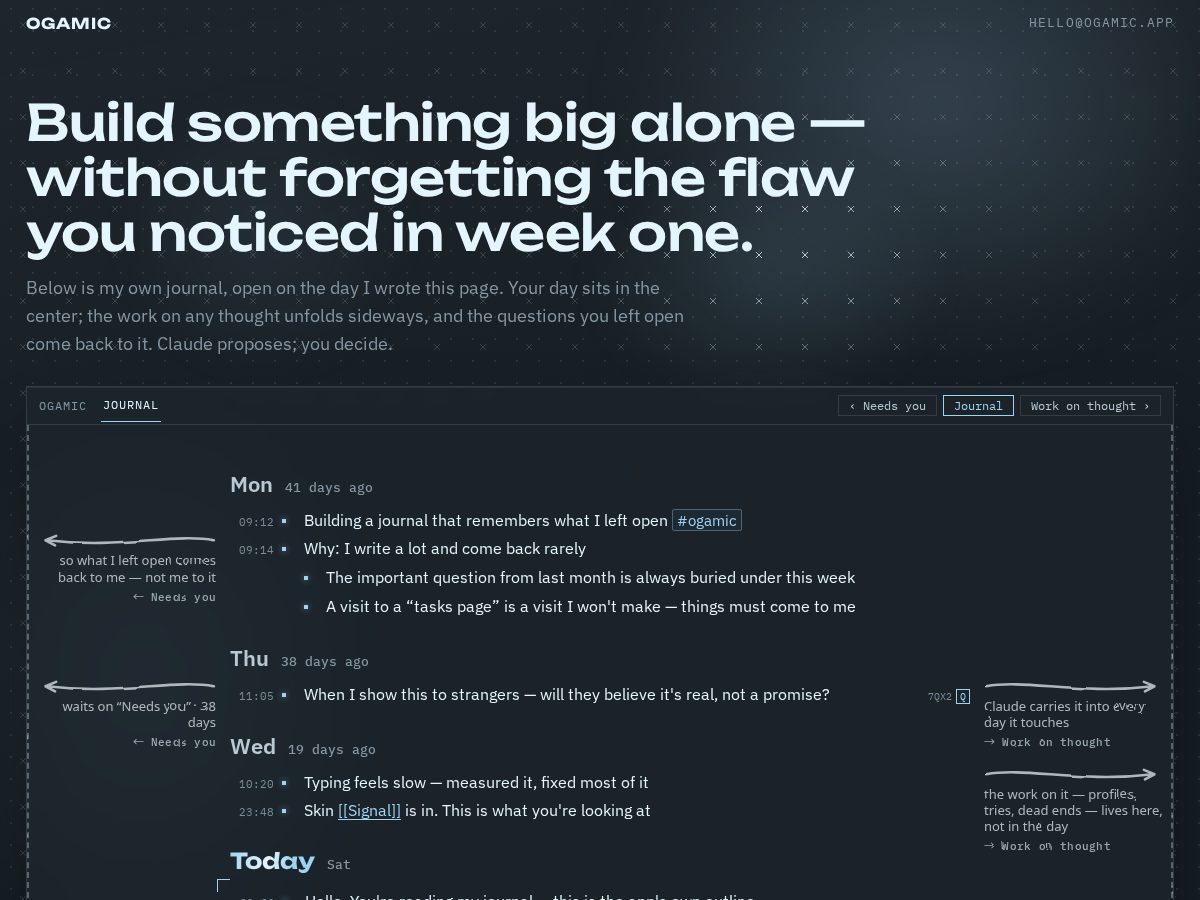 Landing-page snapshot of ogamic.app