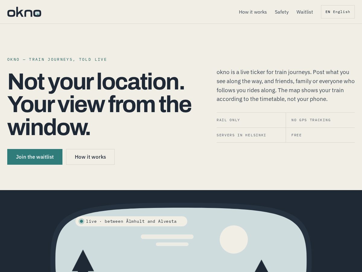 Landing-page snapshot of okno.live