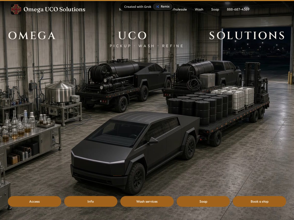 Landing-page snapshot of omegaucosolutions.com