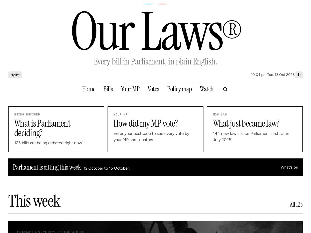 Landing-page snapshot of ourlaws.org