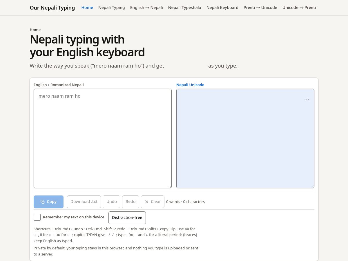 Landing-page snapshot of ournepalityping.com