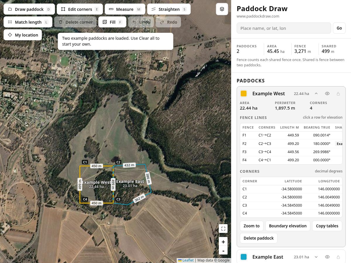 Landing-page snapshot of paddockdraw.com
